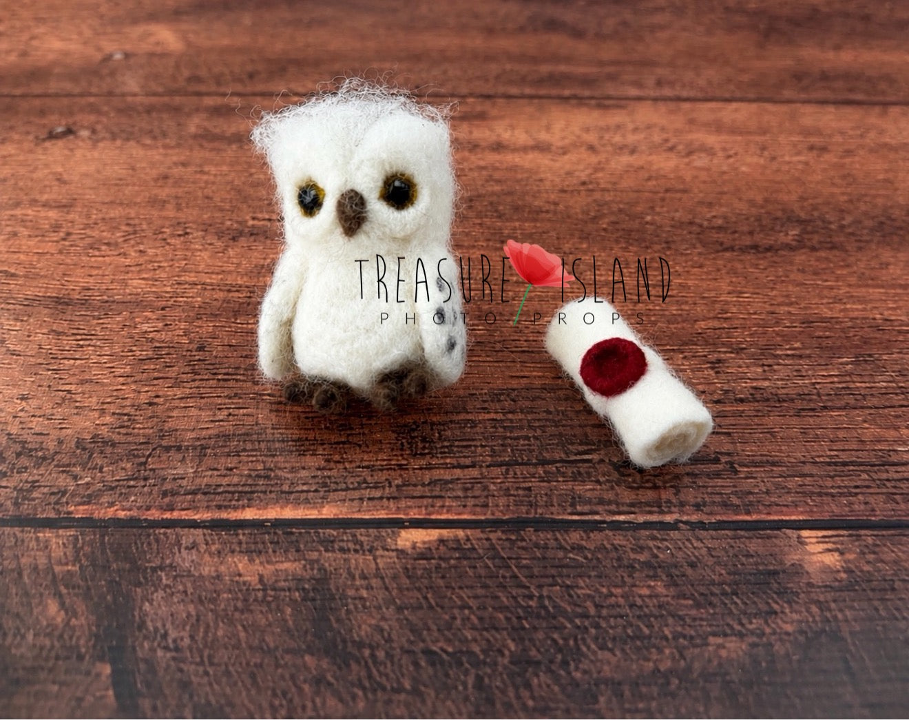 Luxury Felted Snowy Owl & Sesled Letter SET – Wizard Collection | Handmade Newborn & Sitter Photography Prop