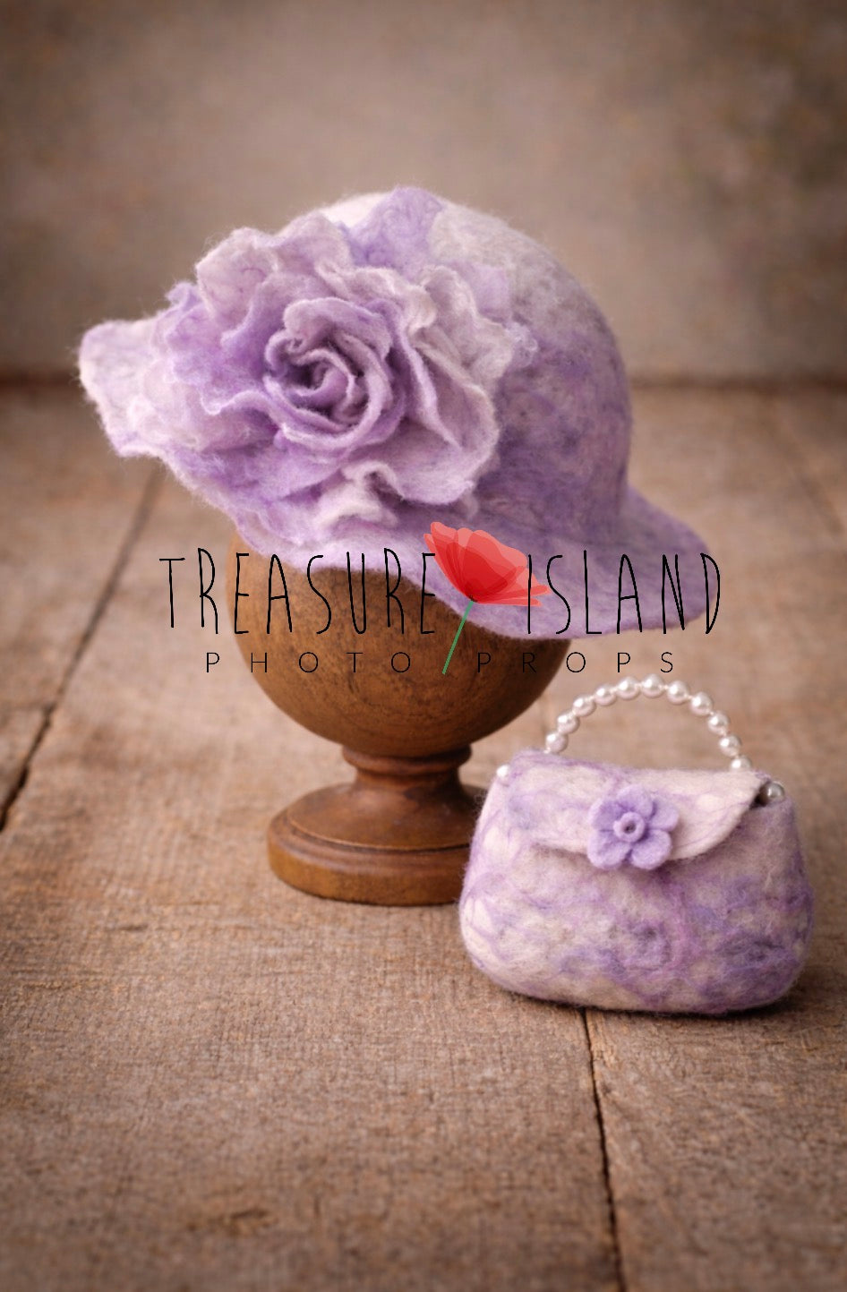 Lilac Heirloom Pearl Set – Felted Hat -  Handmade Newborn Photography Props