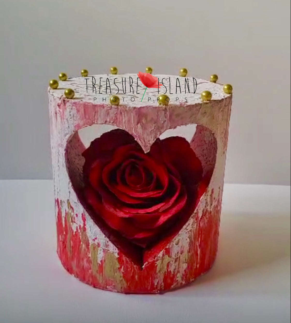 Valentine Cake FAKE HEART with Rose Cake smash Model 1