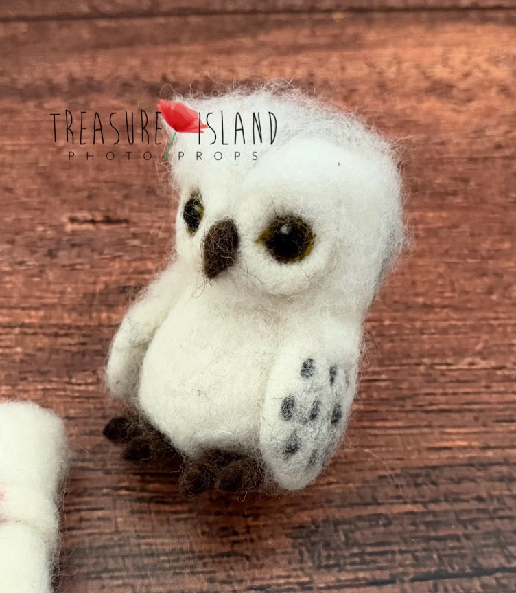 Luxury Felted Snowy Owl & Sesled Letter SET – Wizard Collection | Handmade Newborn & Sitter Photography Prop
