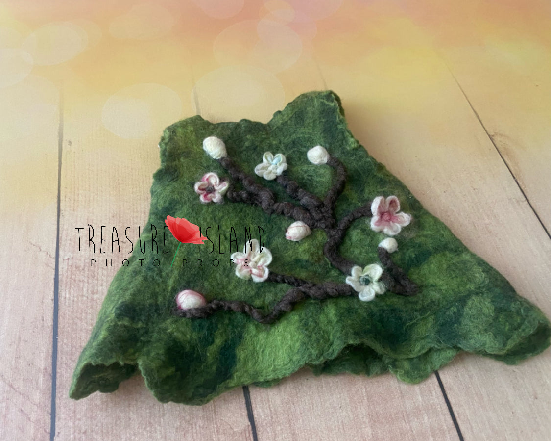 Forest Blossom – Handmade Felted Newborn Dress