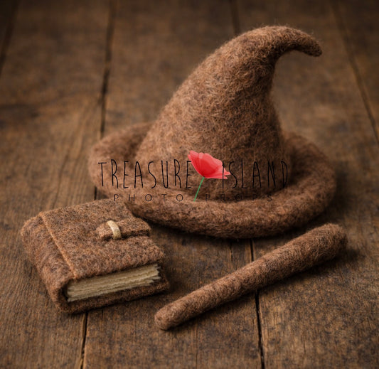 Luxury Dark Wizard Set – Brown Magic | Handmade Newborn & Sitter Photography Props