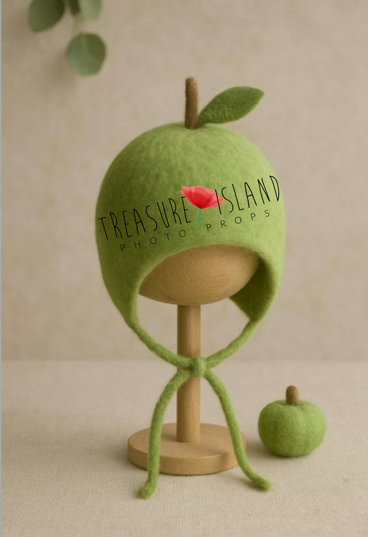 Green Apple Set - Bonnet & Romper - photo props