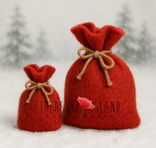 🎅🎁 XS Felted Santa Sack - Photo props  🎅🎁