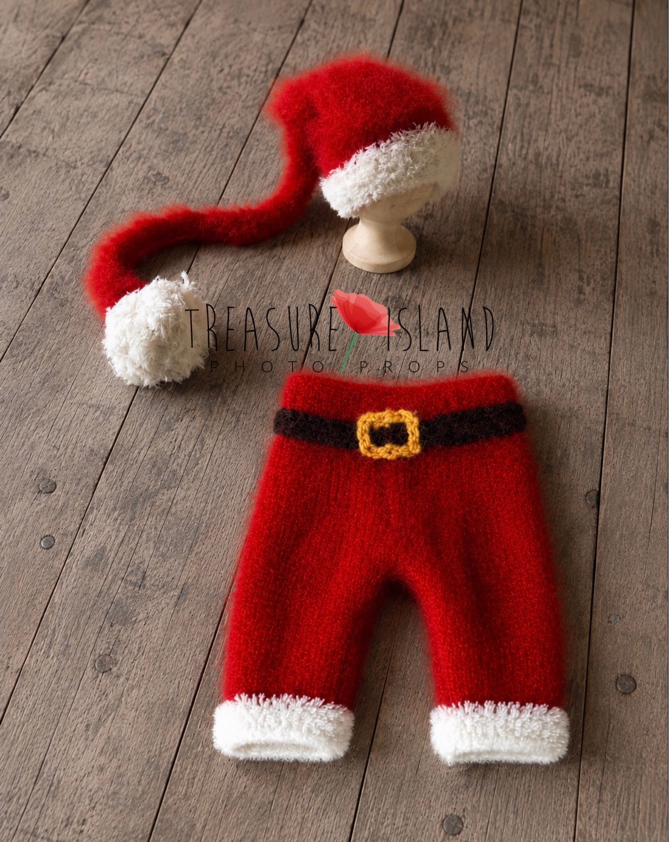 Santa Boy Knitted Set - Hat with Pom Pom & Pants - Christmas Photography Prop - Newborn & Sitter (Copy)