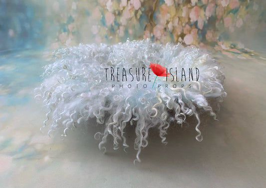 Felted CURLY blanket Aqua colour  - Photo Props