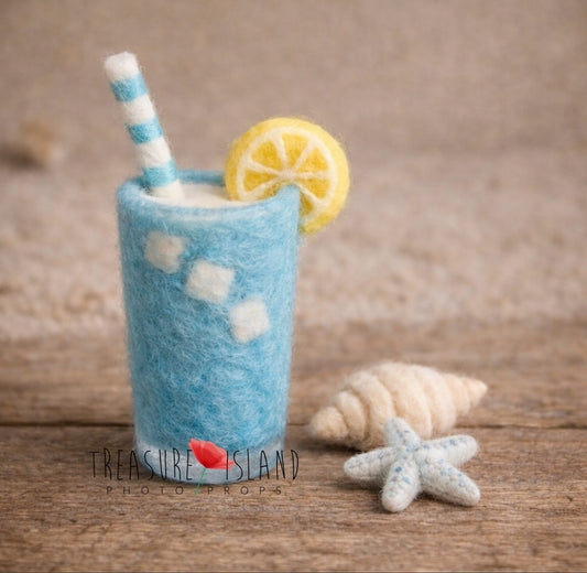 Little Blue Ocean Drink – Hand-Felted Newborn Photography Prop Set