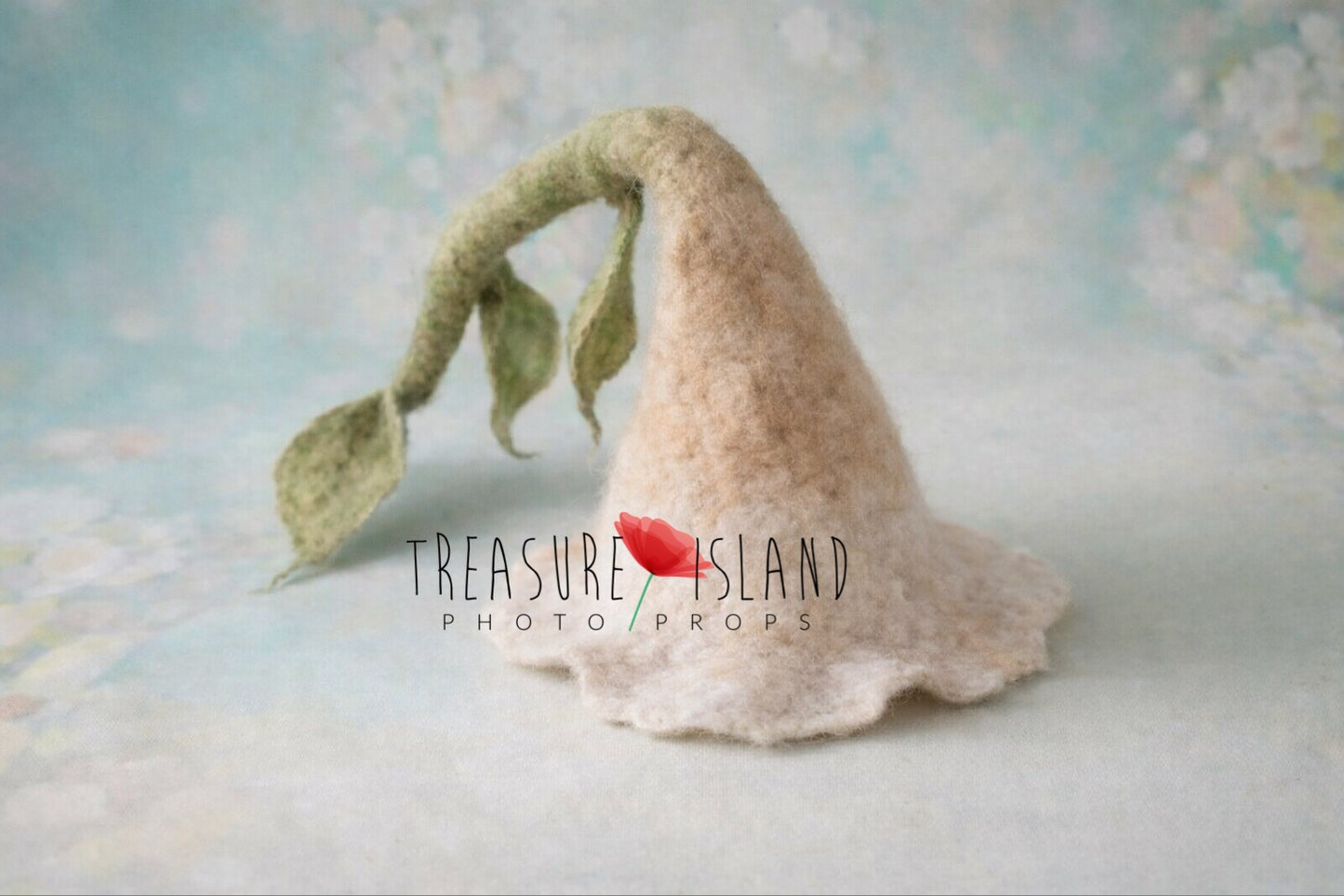 Forest Whisper Set – Felted Flower Hat & Leaf Base Newborn Photography Prop