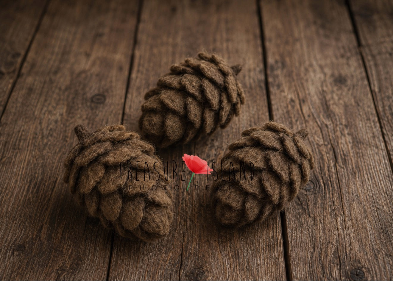 Pine Cone Bonnet &amp; Felted Pine Cones Set&nbsp; Handmade Woodland Photography Props