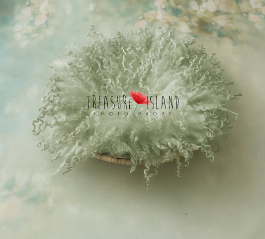 Felted CURLY blanket  SAGE Colour - Photo Props