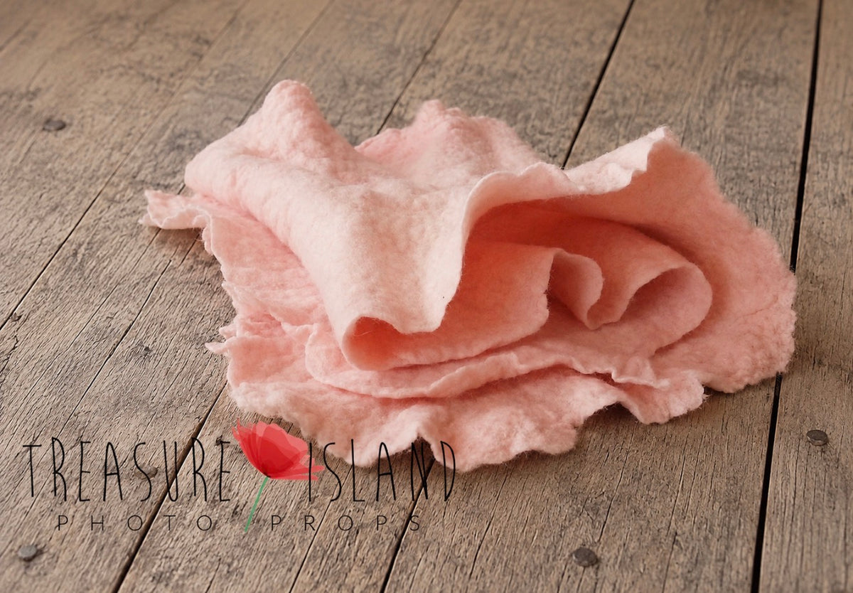 Soft felted wool photography wrap in Blush Peach handmade for newborn styling