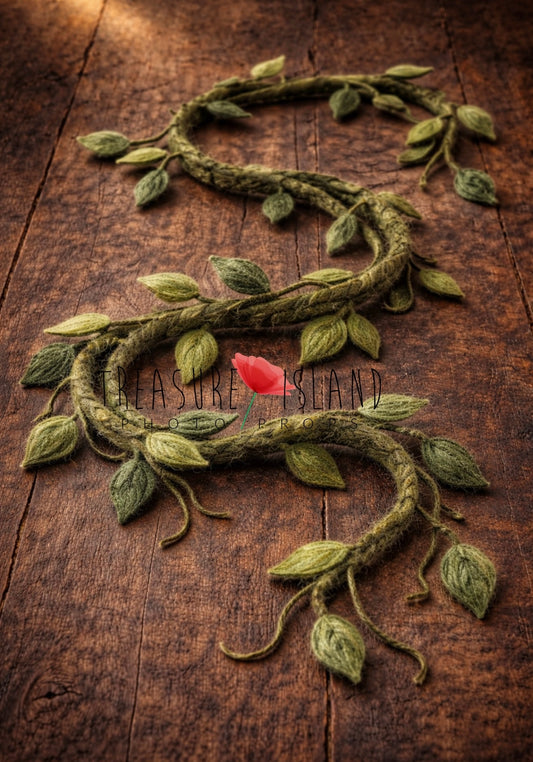 hand felted safari vine garland natural wool botanical newborn photography prop jungle styling
