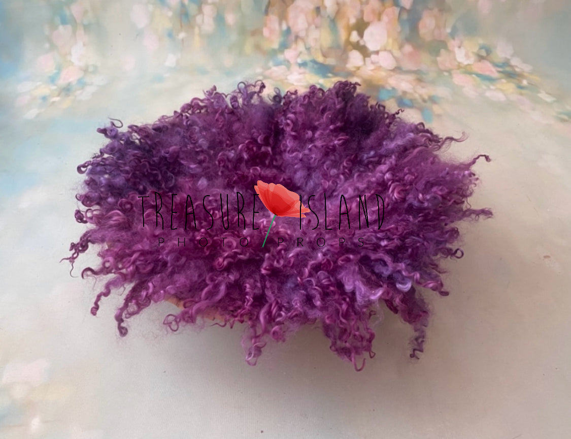 CURLY blanket PLUM colour- Photo Props