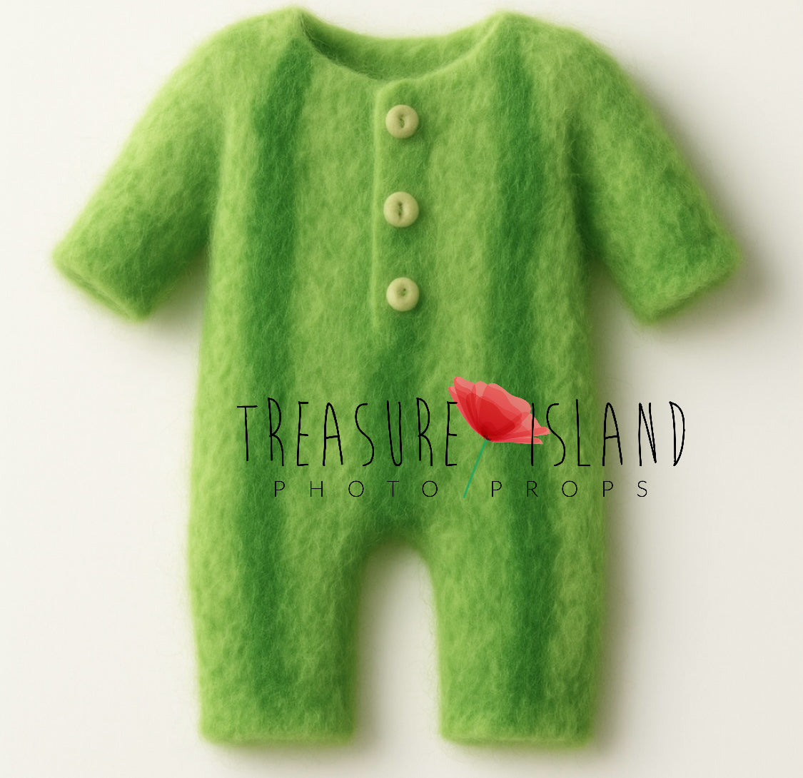 FELTED - GREEN mix - Pumpkin Hat & Felted Pumpkins Toy