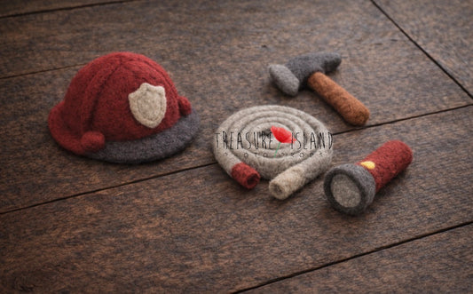 Little Firefighter Set – Handmade Felted Newborn Photography Props