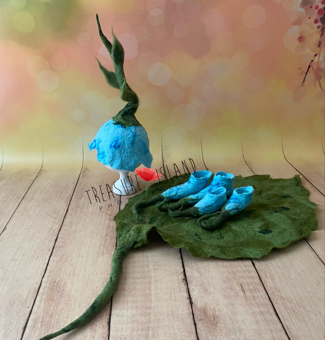 FELTED FLOWER HAT  long stalk with leaf