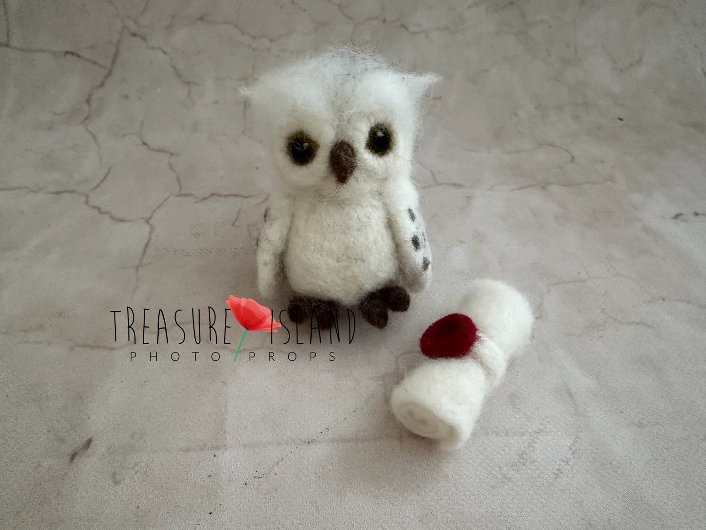 Luxury Felted Snowy Owl & Sesled Letter SET – Wizard Collection | Handmade Newborn & Sitter Photography Prop