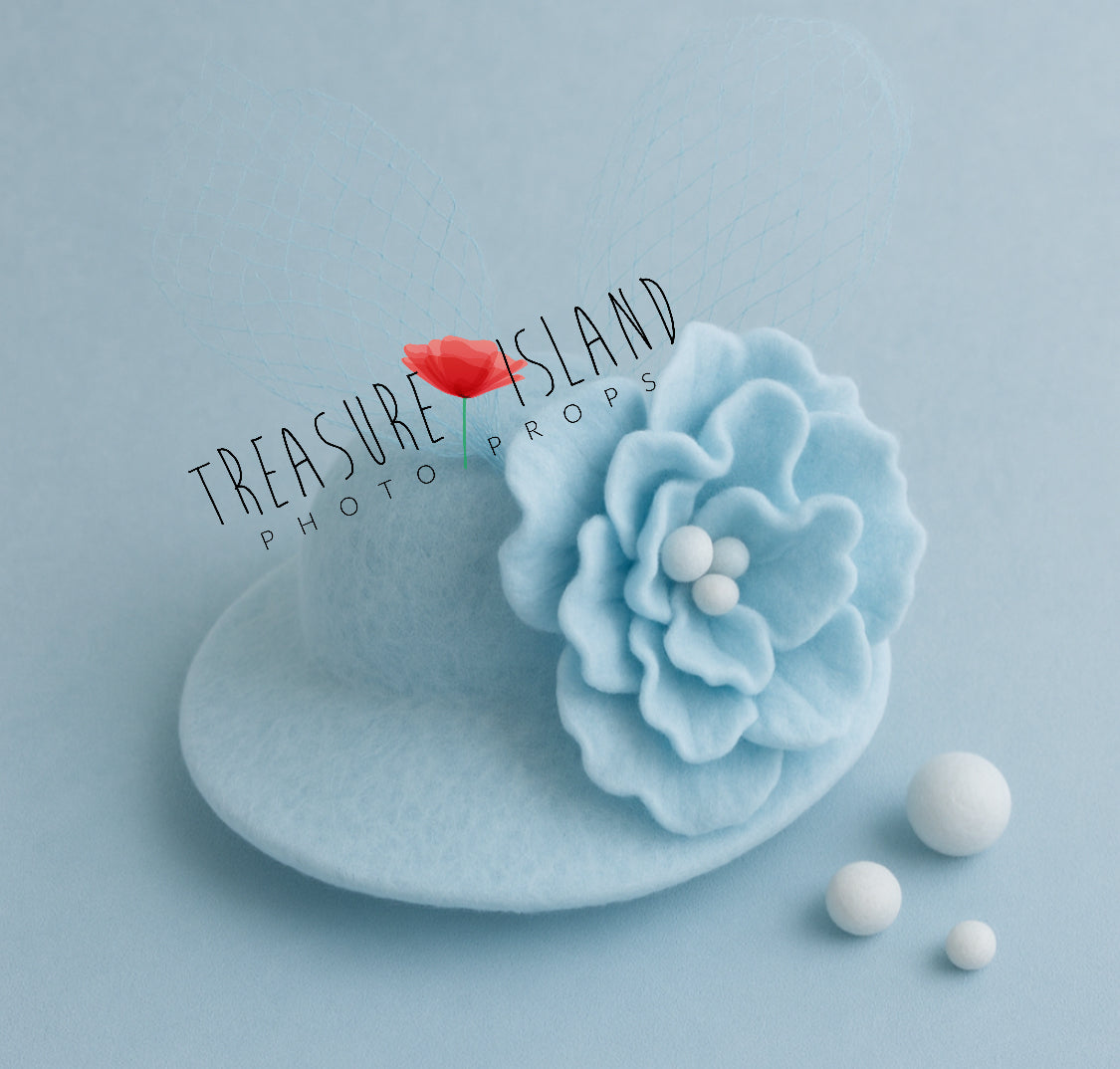 LUXURY Felted Snow  Blossom Hat - Crystal Collection