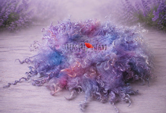 LAVENDER Curly Blanket | Hand Felted Natural Sheep Curls Photography Prop