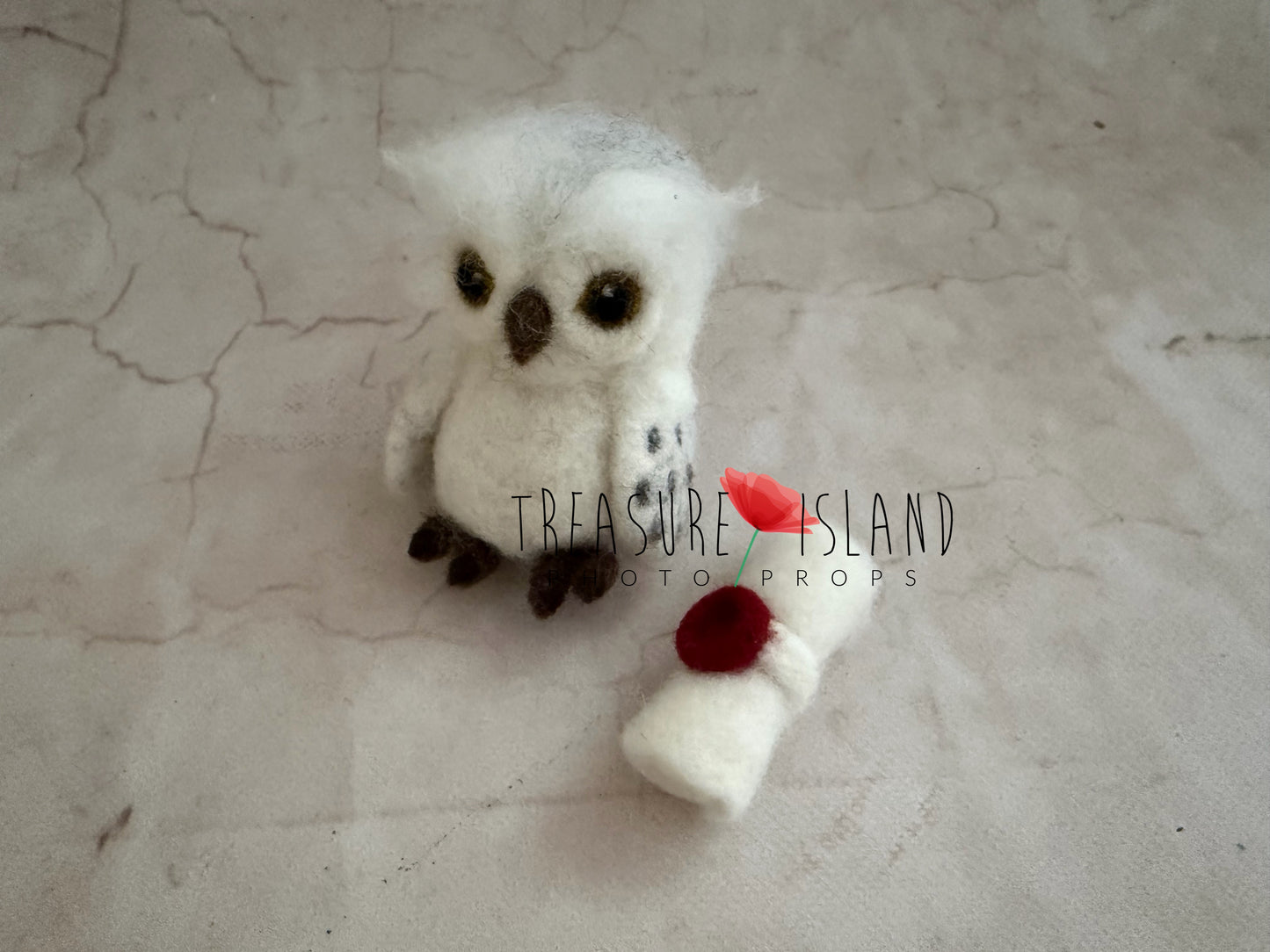 Luxury Felted Snowy Owl & Sesled Letter SET – Wizard Collection | Handmade Newborn & Sitter Photography Prop