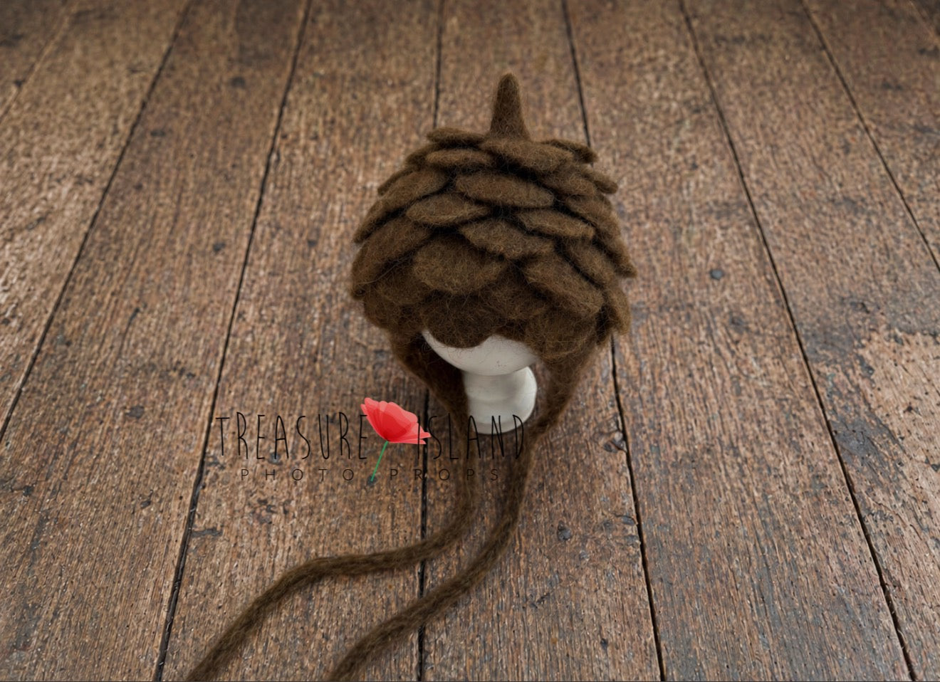 Pine Cone Bonnet &amp; Felted Pine Cones Set&nbsp; Handmade Woodland Photography Props