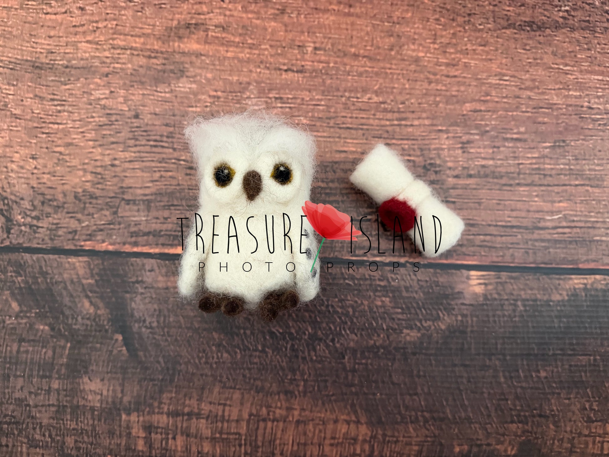 WIZARD collection - hand felted snowy owl and sealed letter fantasy photography prop set for newborn and sitter sessions