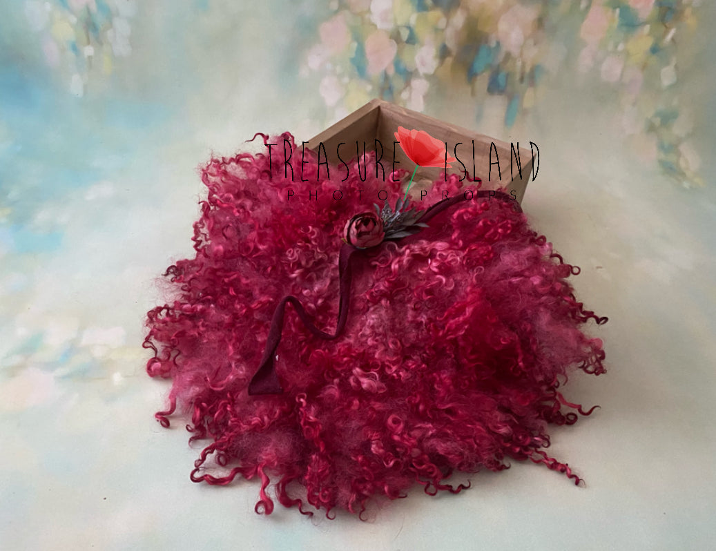 ❤️ CURLY SET ❤️ WINE colour _Nb or sitter size❤️curly blanket ✨tieback✨headband