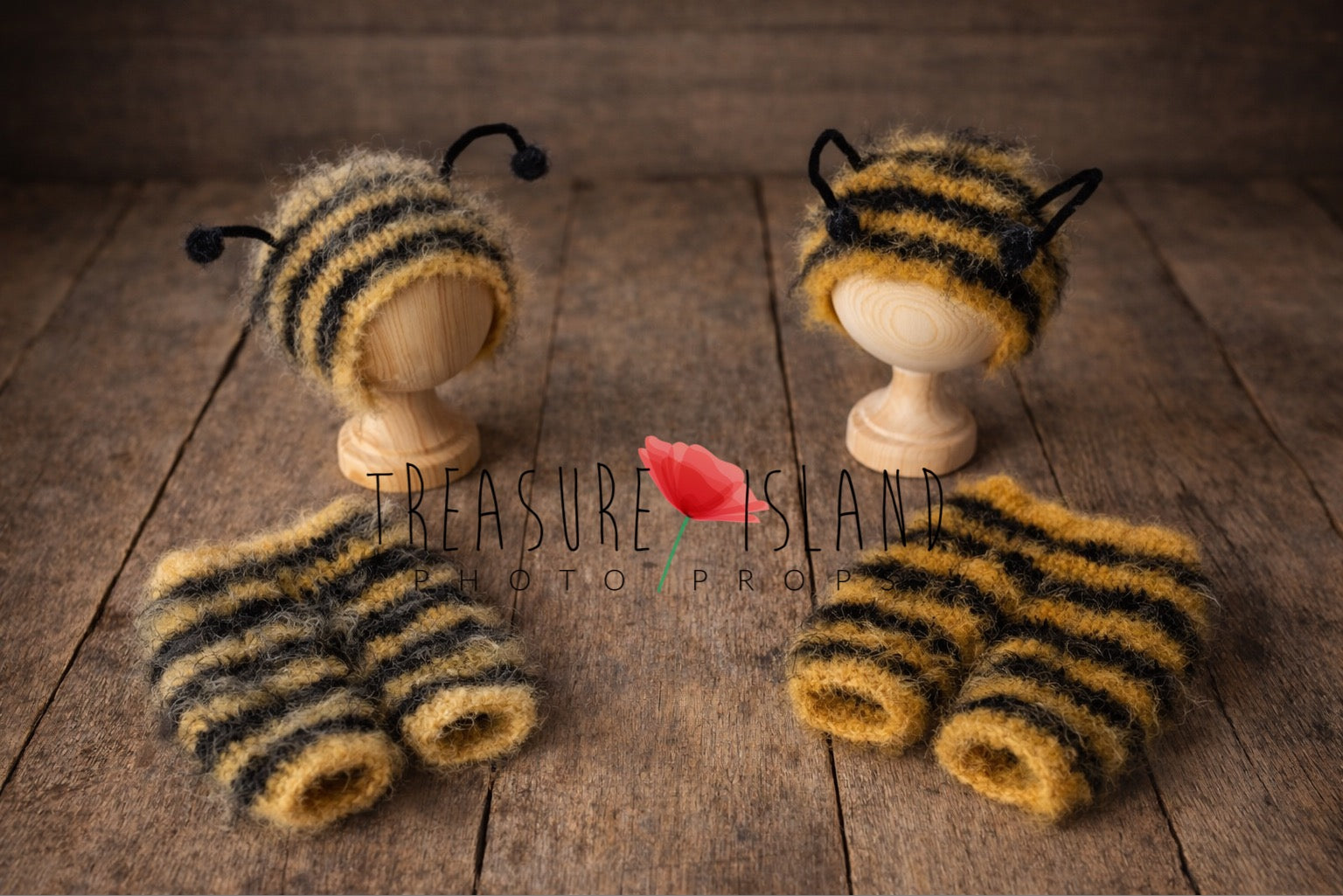 Fluffy Bee knit sets with bonnet and pants in pastel and intensive color options