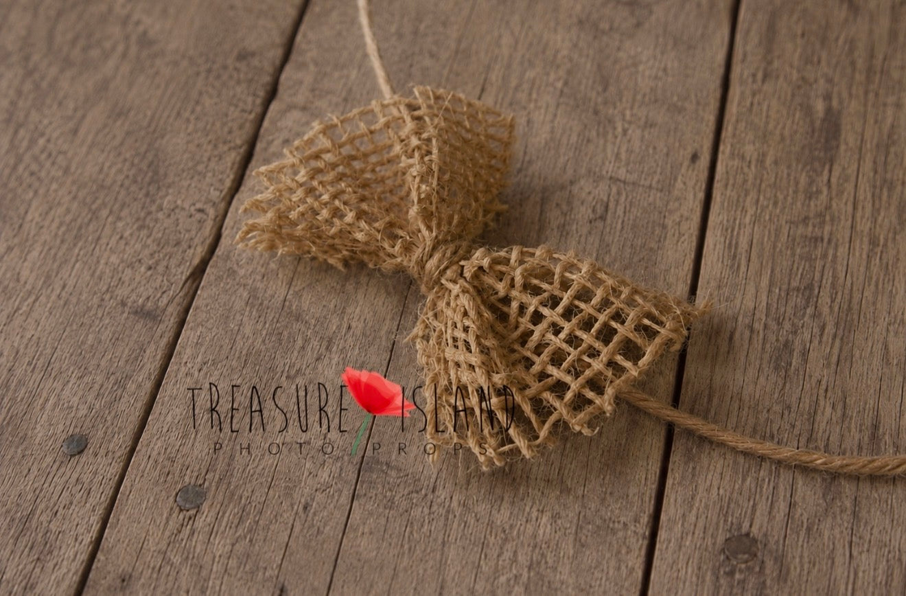 Natural jute newborn photography  matching jute bow headband 