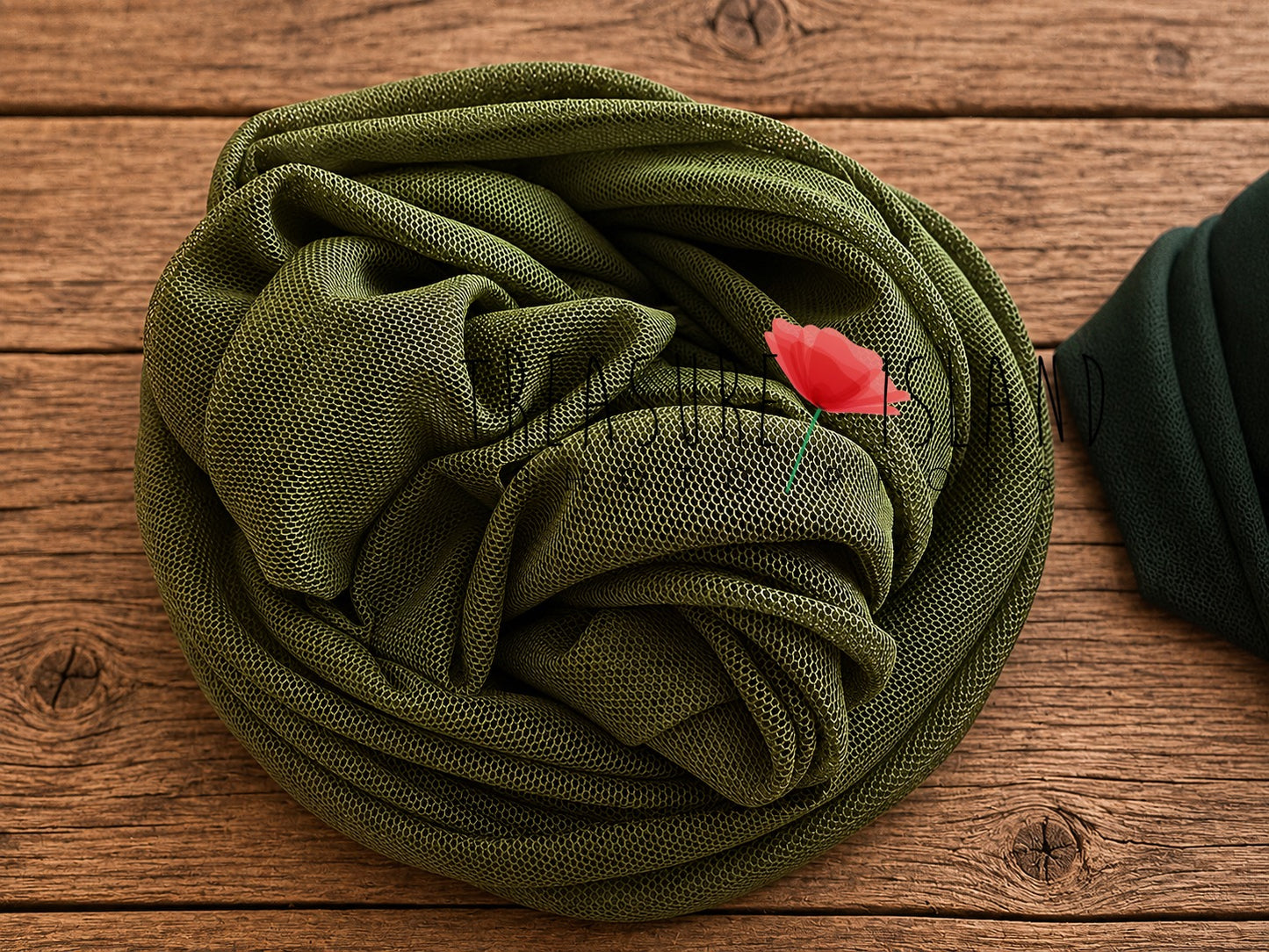 Olive extra long stretch mesh wrap for newborn photography
