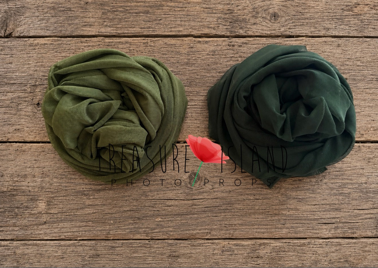 Olive green and pine extra long stretch mesh wrap for newborn photography
