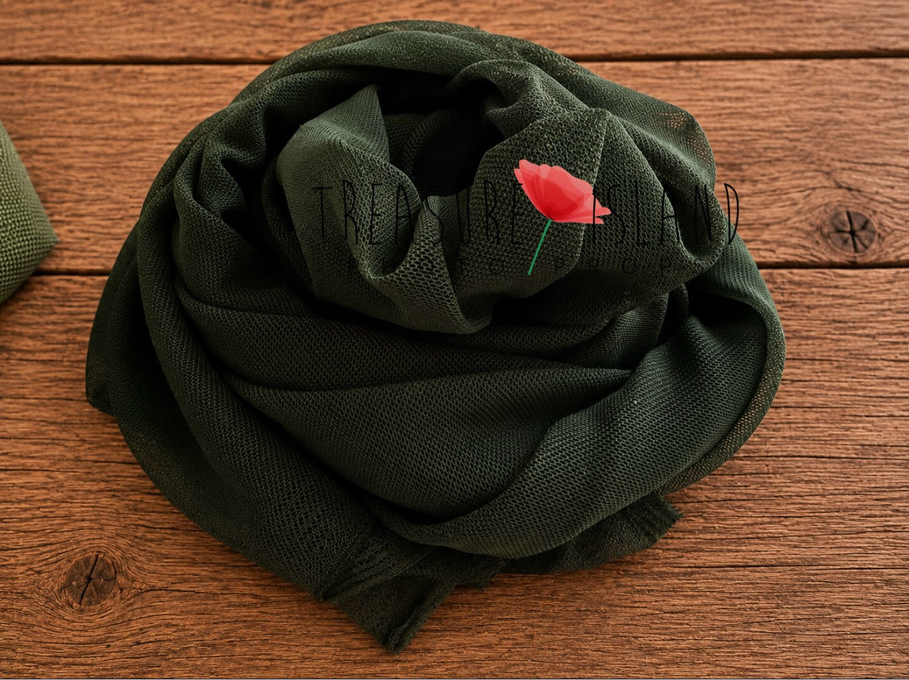 Pine soft stretchy photography wrap shown rolled
