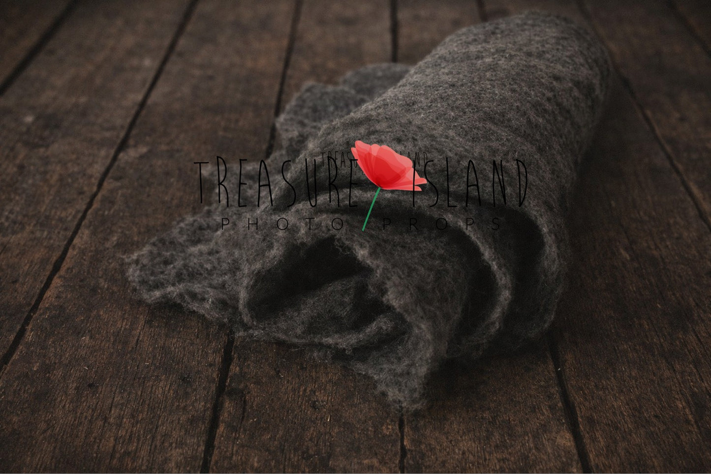 Graphite extra long felted wool wrap shown rolled