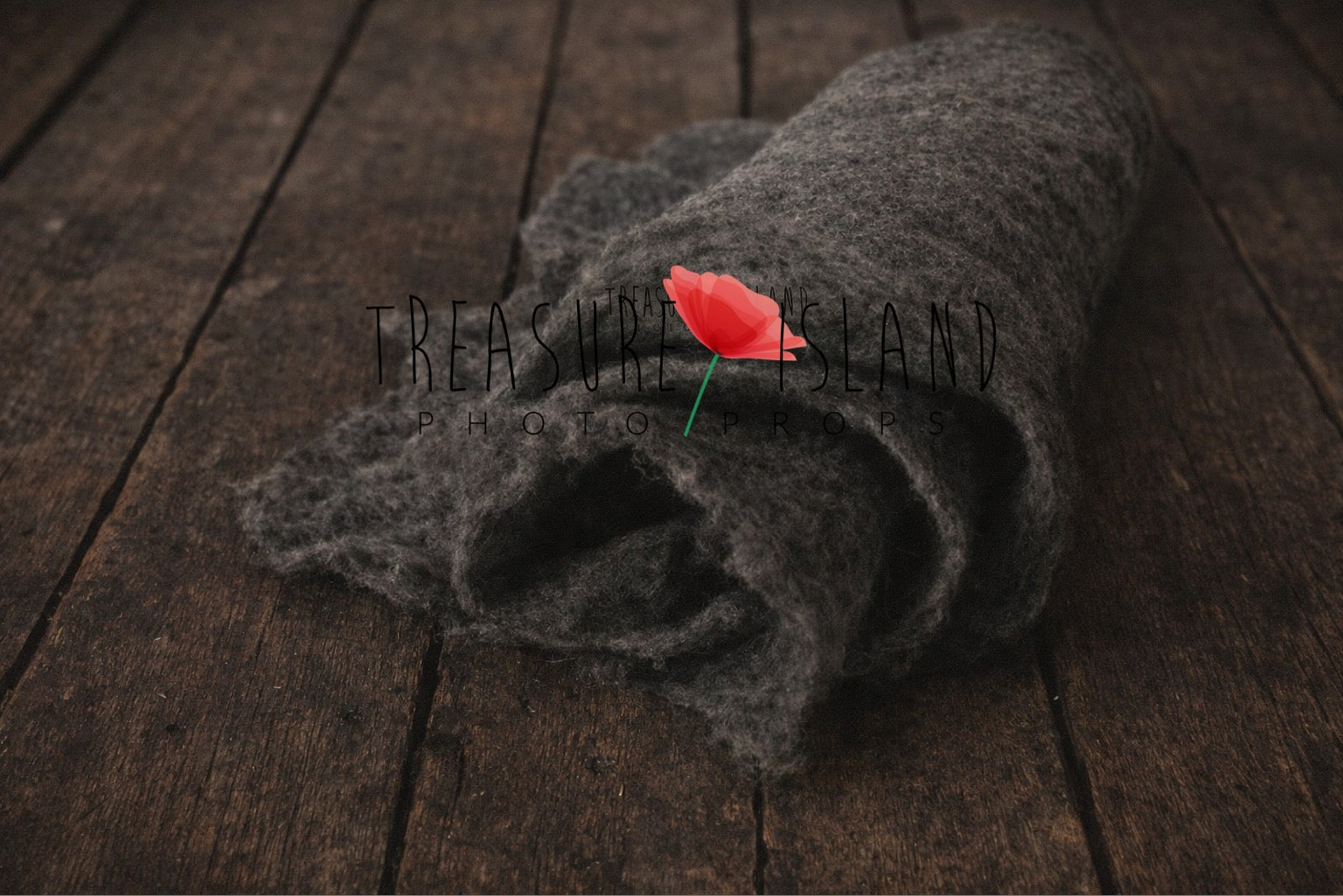 Graphite extra long felted wool wrap shown rolled