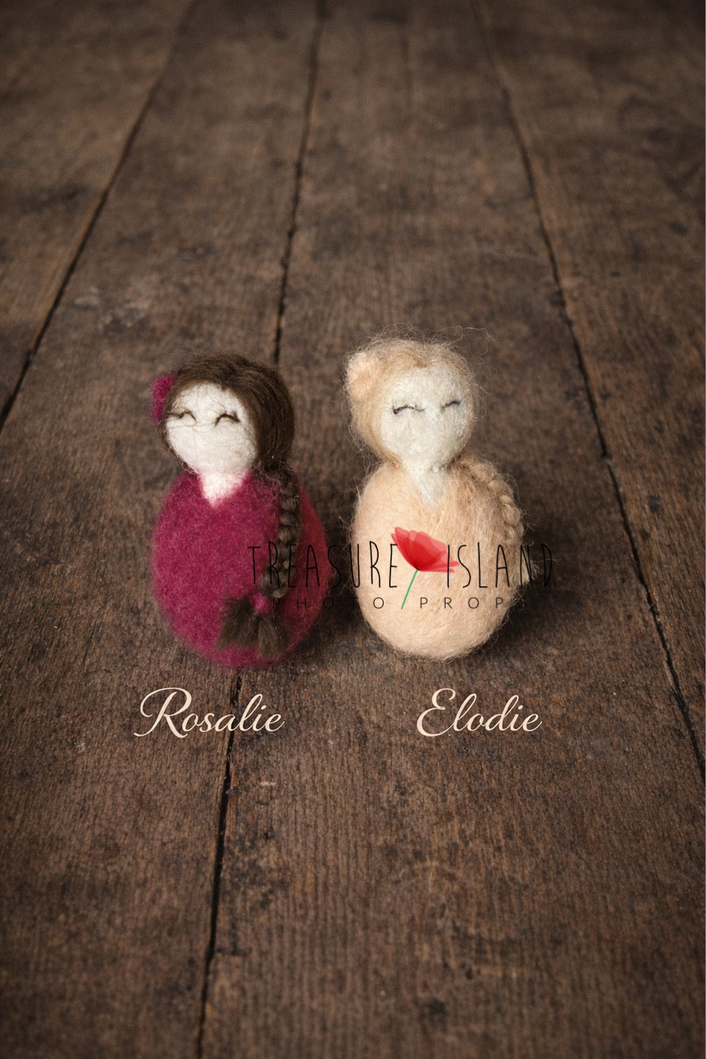 Rosalie and Elodie - two felted dolls for newborn photography