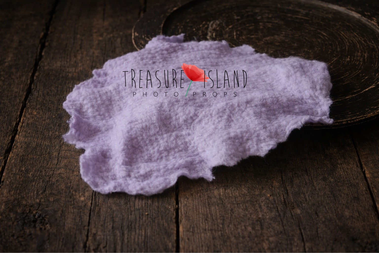 Smoked lilac hand-felted irregular wool blanket with organic edges