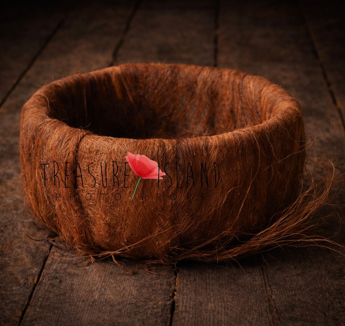 Tropical Bark Bowl with natural bark texture for newborn and sitter photography