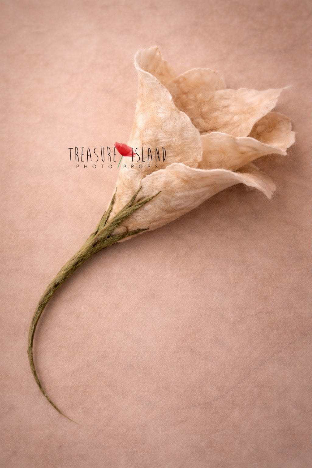 Hand-felted newborn posing flower in pink and ivory wool
