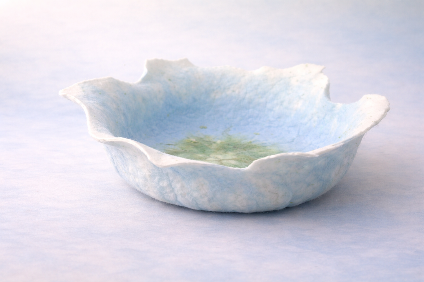 Aeris Sky Bloom blue and cream hand-felted floral bowl for newborn and sitter photography