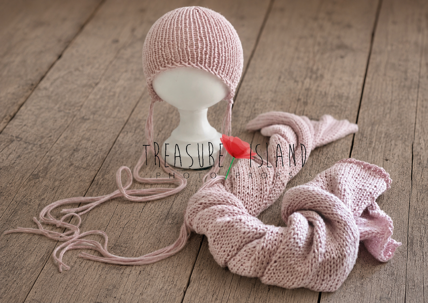 Bamboo and Tencel knit bonnet and wrap set for newborn photography