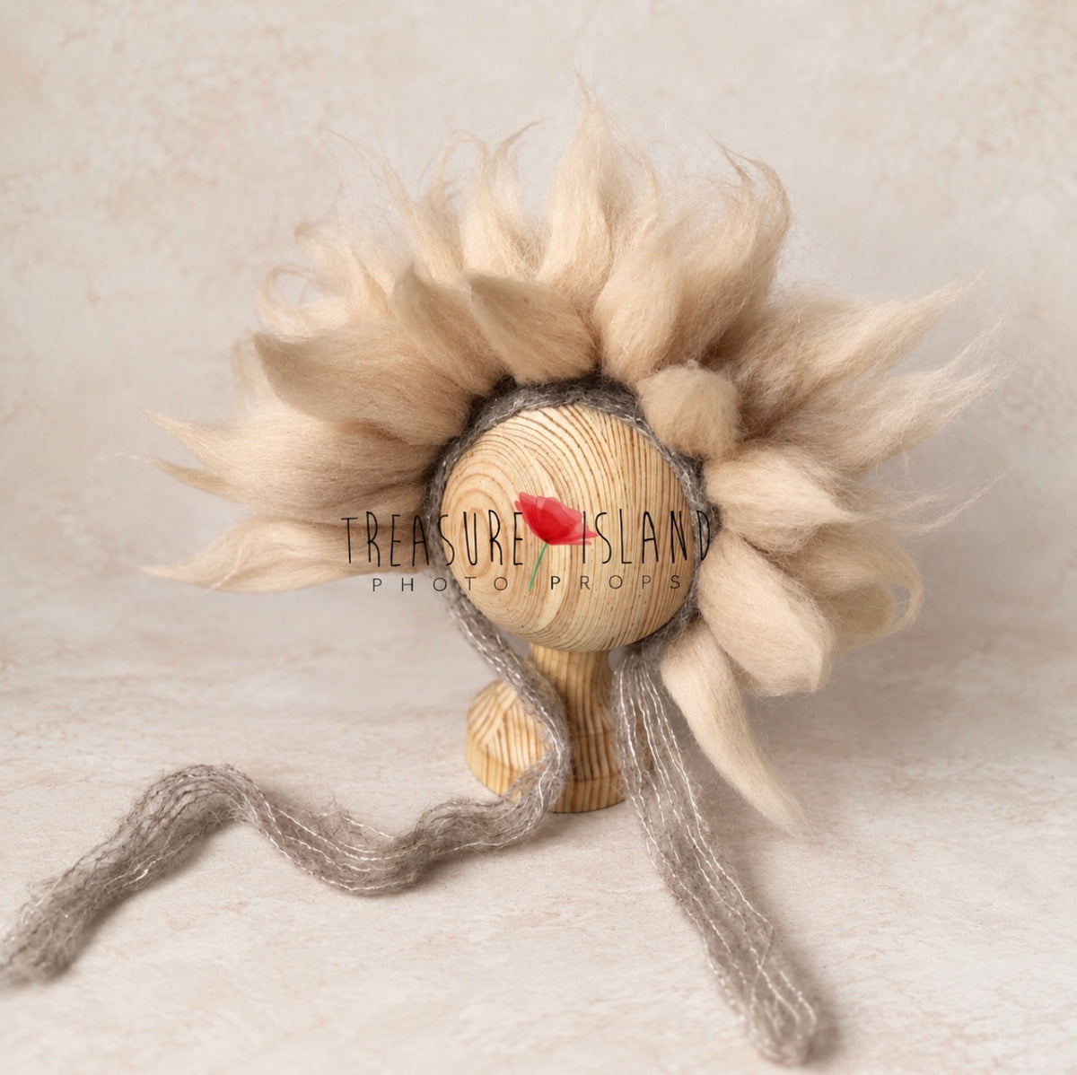 Cream Puff handmade wool Petal Bonnet for soft floral newborn and sitter styling