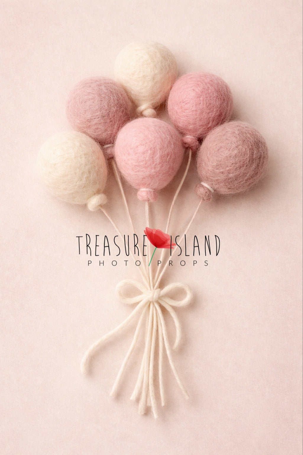 Blush and  pink felted wool balloon set for baby photography