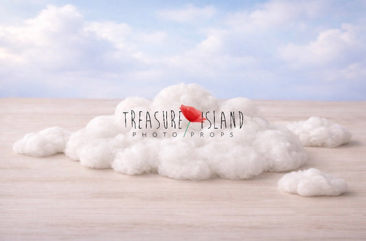 Hand-felted white merino wool cloud set with large and small clouds for newborn photography