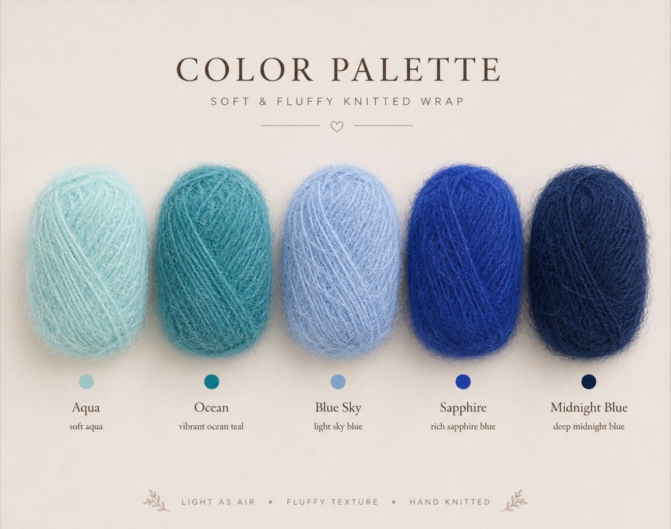 Long-haired newborn photography wraps in Aqua, Ocean, Blue Sky, Sapphire and Midnight Blue