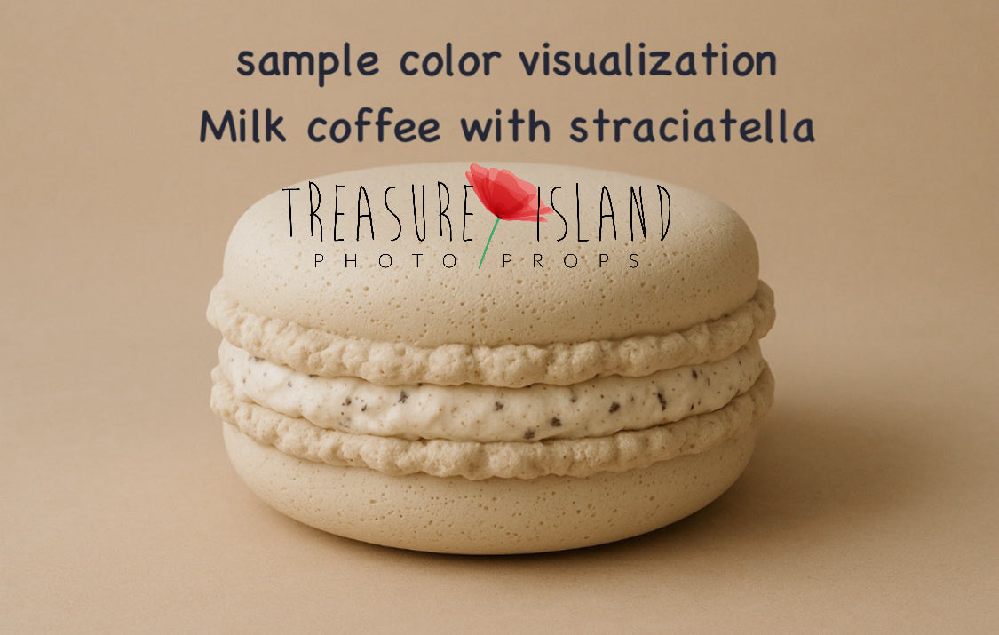 Handmade milk coffe with straciatella giant macaron photography prop