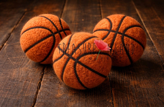 Hand-felted orange and black basketballs in two sizes for newborn and sitter photography