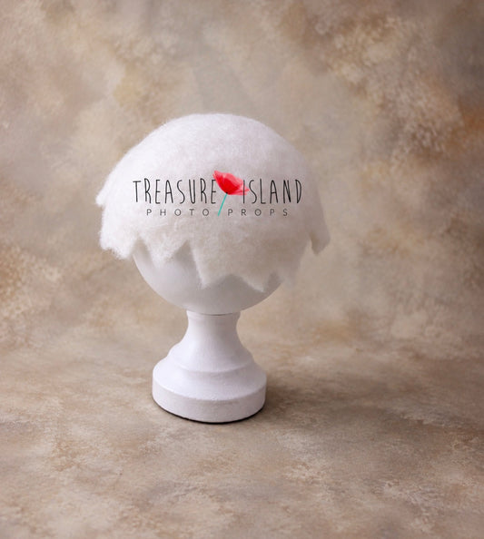 Matching felted eggshell bonnet for newborn photography styling