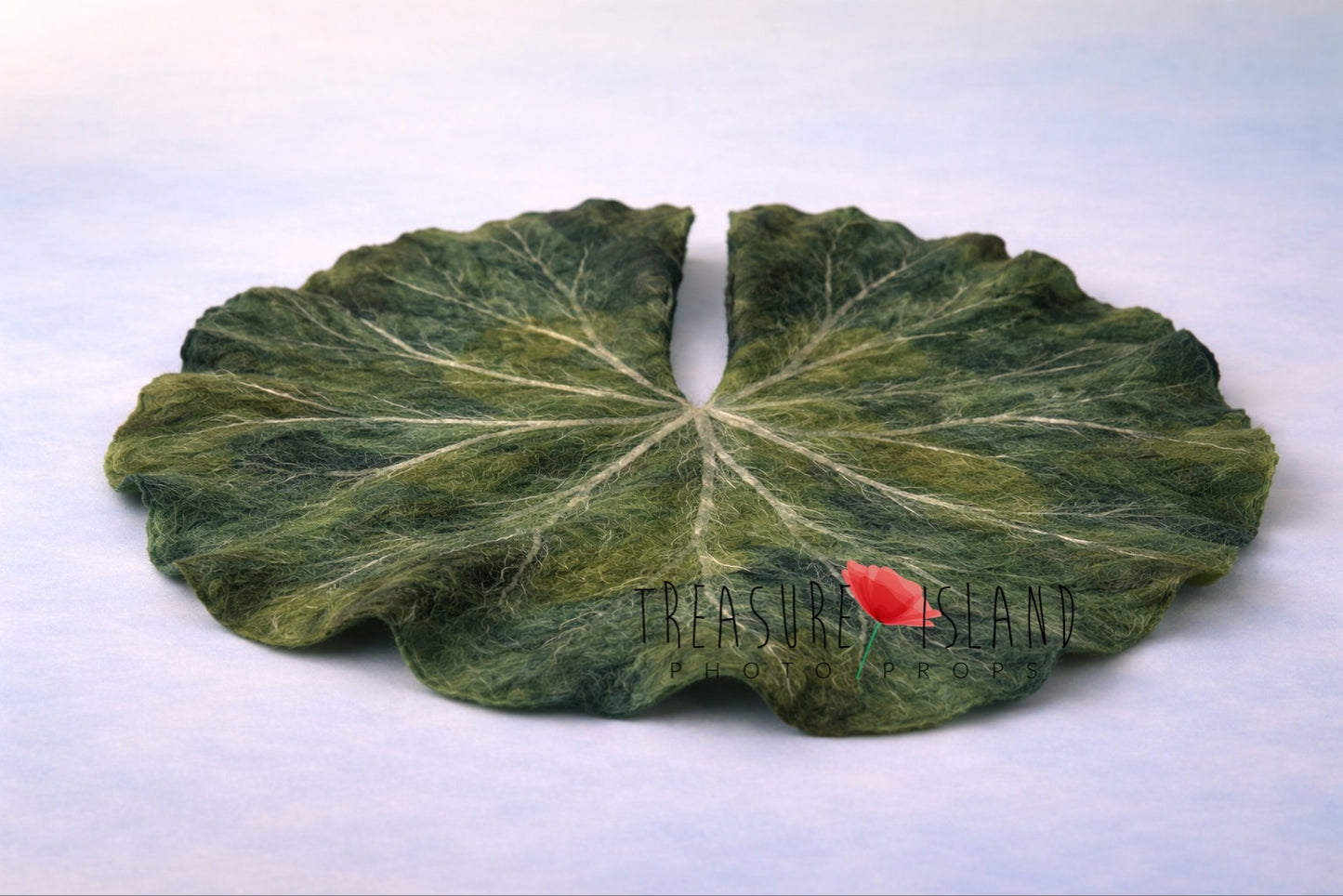 Natural split hand-felted water lily leaf botanical posing prop for newborn photography