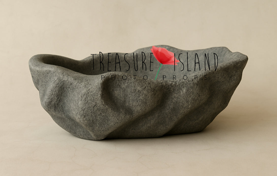 Primitive stone-look styrofoam bowl for newborn and sitter photography