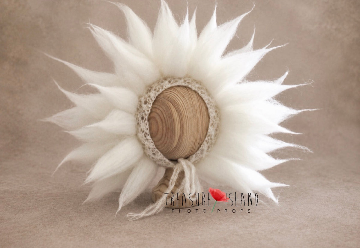 Pure Cloud hand-felted wool Petal Bonnet for newborn and sitter photography